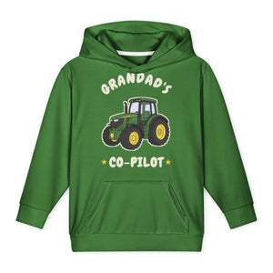 Furrow & Fields Kids All-Over Hoodie Grandad's Co-Pilot John Deere 6R 250 | Kids All-Over Hoodie Quality Farmers Merch