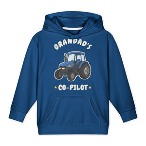 Furrow & Fields Kids All-Over Hoodie Grandad's Co-Pilot New Holland TM 155 | Kids All-Over Hoodie Quality Farmers Merch