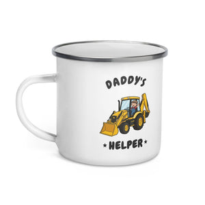 Furrow & Fields Kids Enamel Mug Daddy's Helper JCB 3CX | Kids Enamel Mug Quality Farmers Merch
