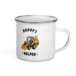 Furrow & Fields Kids Enamel Mug Daddy's Helper JCB 3CX | Kids Enamel Mug Quality Farmers Merch