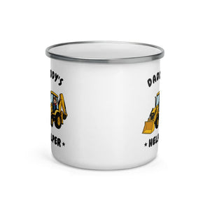 Furrow & Fields Kids Enamel Mug Daddy's Helper JCB 3CX | Kids Enamel Mug Quality Farmers Merch