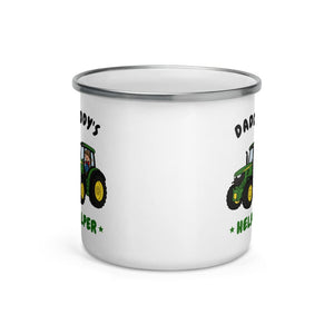 Furrow & Fields Kids Enamel Mug Daddy's Helper John Deere 6R 250 | Kids Enamel Mug Quality Farmers Merch