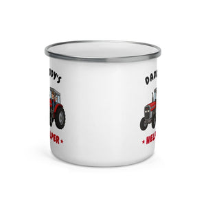 Furrow & Fields Kids Enamel Mug Daddy's Helper Massey Ferguson 390T | Kids Enamel Mug Quality Farmers Merch