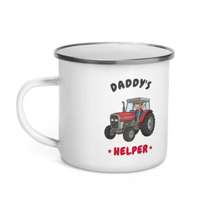 Furrow & Fields Kids Enamel Mug Daddy's Helper Massey Ferguson 390T | Kids Enamel Mug Quality Farmers Merch