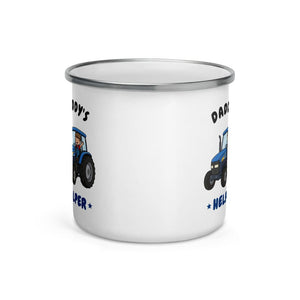Furrow & Fields Kids Enamel Mug Daddy's Helper New Holland TM 155 | Kids Enamel Mug Quality Farmers Merch