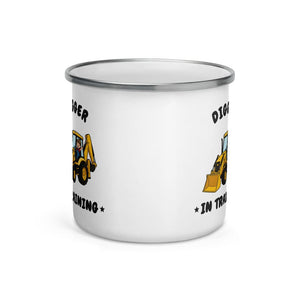 Furrow & Fields Kids Enamel Mug Digger in Training JCB 3CX | Kids Enamel Mug Quality Farmers Merch