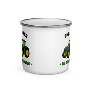 Furrow & Fields Kids Enamel Mug Farmer in Training John Deere 6R 250 | Kids Enamel Mug Quality Farmers Merch