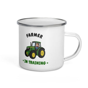 Furrow & Fields Kids Enamel Mug Farmer in Training John Deere 6R 250 | Kids Enamel Mug Quality Farmers Merch