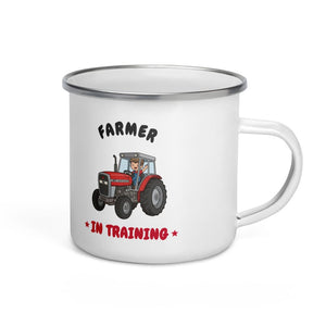 Furrow & Fields Kids Enamel Mug Farmer in Training Massey Ferguson 390T | Kids Enamel Mug Quality Farmers Merch