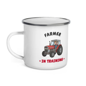 Furrow & Fields Kids Enamel Mug Farmer in Training Massey Ferguson 390T | Kids Enamel Mug Quality Farmers Merch