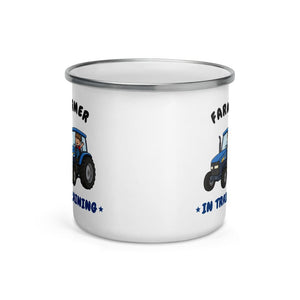 Furrow & Fields Kids Enamel Mug Farmer in Training New Holland TM 155 | Kids Enamel Mug Quality Farmers Merch