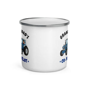Furrow & Fields Kids Enamel Mug Grandad's Co-Pilot Ford 7810 | Kids Enamel Mug Quality Farmers Merch