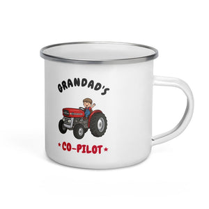Furrow & Fields Kids Enamel Mug Grandad's Co-Pilot Massey Ferguson 135 | Kids Enamel Mug Quality Farmers Merch