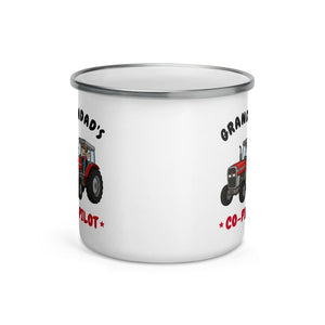 Furrow & Fields Kids Enamel Mug Grandad's Co-Pilot Massey Ferguson 390T | Kids Enamel Mug Quality Farmers Merch