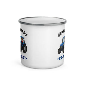 Furrow & Fields Kids Enamel Mug Grandad's Co-Pilot New Holland TM 155 | Kids Enamel Mug Quality Farmers Merch