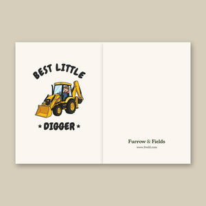 Furrow & Fields Kids Greeting Card Best Little Digger JCB 3CX | Kids Greeting Card Quality Farmers Merch