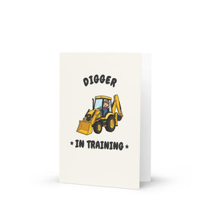 Furrow & Fields Kids Greeting Card Digger in Training JCB 3CX | Kids Greeting Card Quality Farmers Merch