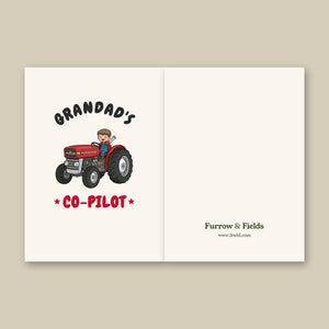 Furrow & Fields Kids Greeting Card Grandad's Co-Pilot Massey Ferguson 135 | Kids Greeting Card Quality Farmers Merch