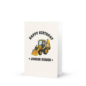 Furrow & Fields Kids Greeting Card Happy Birthday Junior Digger JCB 3CX | Kids Greeting Card Quality Farmers Merch