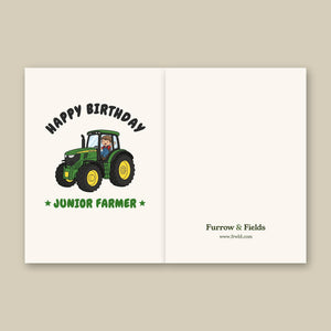 Furrow & Fields Kids Greeting Card Happy Birthday Junior Farmer John Deere 6R 250 | Kids Greeting Card Quality Farmers Merch