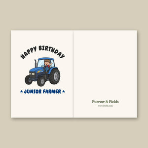 Furrow & Fields Kids Greeting Card Happy Birthday Junior Farmer New Holland TM 155 | Kids Greeting Card Quality Farmers Merch