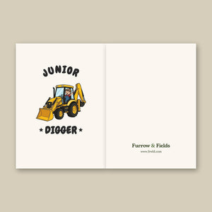 Furrow & Fields Kids Greeting Card Junior Digger JCB 3CX | Kids Greeting Card Quality Farmers Merch