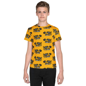 Furrow & Fields Kids T-Shirt Kids JCB 3CX Sitemaster SRS Tractor T-Shirt – Yellow Quality Farmers Merch