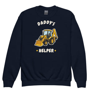 Furrow & Fields Kids Premium Sweatshirt Navy / XS Daddy's Helper JCB 3CX | Kids Premium Sweatshirt Quality Farmers Merch