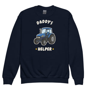 Furrow & Fields Kids Premium Sweatshirt Navy / XS Daddy's Helper New Holland TM 155 | Kids Premium Sweatshirt Quality Farmers Merch