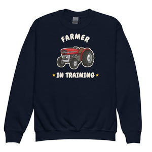 Furrow & Fields Kids Premium Sweatshirt Navy / XS Farmer in Training Massey Ferguson 135 | Kids Premium Sweatshirt Quality Farmers Merch