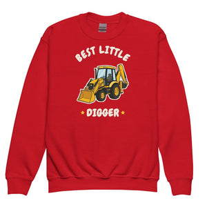 Furrow & Fields Kids Premium Sweatshirt Red / XS Best Little Digger JCB 3CX | Kids Premium Sweatshirt Quality Farmers Merch