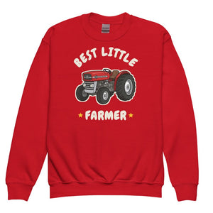 Furrow & Fields Kids Premium Sweatshirt Red / XS Best Little Farmer Massey Ferguson 135 | Kids Premium Sweatshirt Quality Farmers Merch