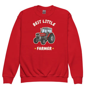 Furrow & Fields Kids Premium Sweatshirt Red / XS Best Little Farmer Massey Ferguson 390T | Kids Premium Sweatshirt Quality Farmers Merch