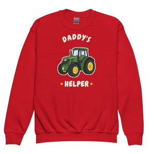 Furrow & Fields Kids Premium Sweatshirt Red / XS Daddy's Helper John Deere 6R 250 | Kids Premium Sweatshirt Quality Farmers Merch