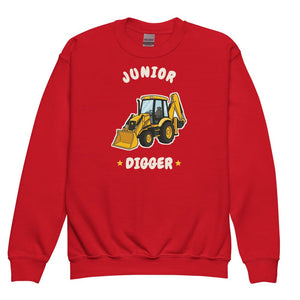 Furrow & Fields Kids Premium Sweatshirt Red / XS Junior Digger JCB 3CX | Kids Premium Sweatshirt Quality Farmers Merch