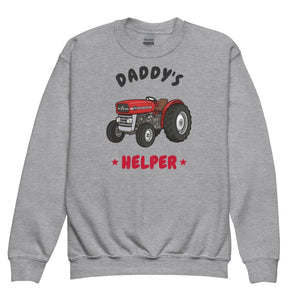 Furrow & Fields Kids Premium Sweatshirt Sport Grey / XS Daddy's Helper Massey Ferguson 135 | Kids Premium Sweatshirt Quality Farmers Merch