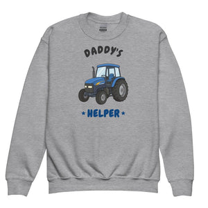Furrow & Fields Kids Premium Sweatshirt Sport Grey / XS Daddy's Helper New Holland TM 155 | Kids Premium Sweatshirt Quality Farmers Merch
