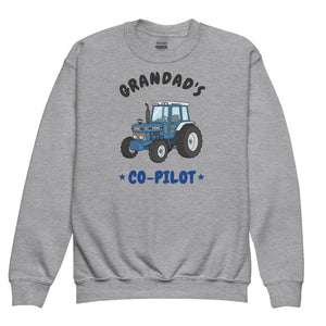 Furrow & Fields Kids Premium Sweatshirt Sport Grey / XS Grandad's Co-Pilot Ford 7810 | Kids Premium Sweatshirt Quality Farmers Merch