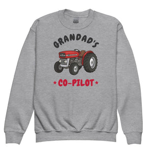 Furrow & Fields Kids Premium Sweatshirt Sport Grey / XS Grandad's Co-Pilot Massey Ferguson 135 | Kids Premium Sweatshirt Quality Farmers Merch