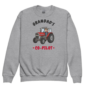 Furrow & Fields Kids Premium Sweatshirt Sport Grey / XS Grandad's Co-Pilot Massey Ferguson 390T | Kids Premium Sweatshirt Quality Farmers Merch