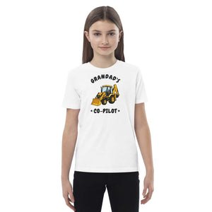 Furrow & Fields Kids Premium Tee White / 3-4 Grandad's Co-Pilot JCB 3CX | Kids Premium Tee Quality Farmers Merch