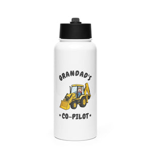 Furrow & Fields Kids Straw Bottle Grandad's Co-Pilot JCB 3CX | Kids Straw Bottle Quality Farmers Merch