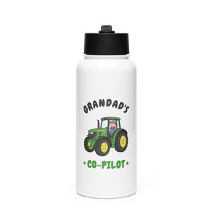 Furrow & Fields Kids Straw Bottle Grandad's Co-Pilot John Deere 6R 250 | Kids Straw Bottle Quality Farmers Merch