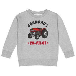 Furrow & Fields Kids Sweatshirt Heather / 2 Grandad's Co-Pilot Massey Ferguson 135 | Kids Sweatshirt Quality Farmers Merch
