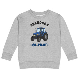 Furrow & Fields Kids Sweatshirt Heather / 2 Grandad's Co-Pilot New Holland TM 155 | Kids Sweatshirt Quality Farmers Merch
