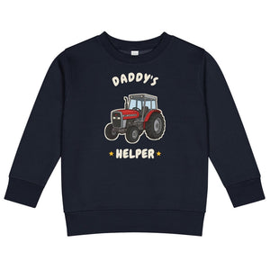 Furrow & Fields Kids Sweatshirt Navy / 2 Daddy's Helper Massey Ferguson 390T | Kids Sweatshirt Quality Farmers Merch