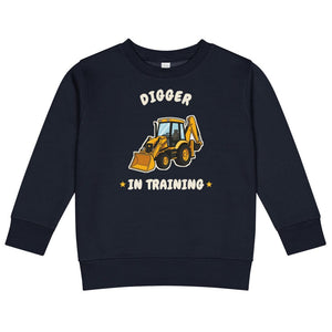 Furrow & Fields Kids Sweatshirt Navy / 2 Digger in Training JCB 3CX | Kids Sweatshirt Quality Farmers Merch