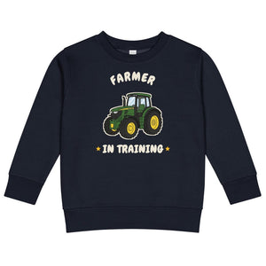 Furrow & Fields Kids Sweatshirt Navy / 2 Farmer in Training John Deere 6R 250 | Kids Sweatshirt Quality Farmers Merch