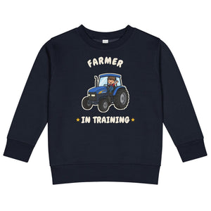 Furrow & Fields Kids Sweatshirt Navy / 2 Farmer in Training New Holland TM 155 | Kids Sweatshirt Quality Farmers Merch