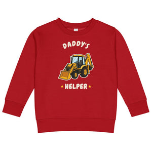 Furrow & Fields Kids Sweatshirt Red / 2 Daddy's Helper JCB 3CX | Kids Sweatshirt Quality Farmers Merch